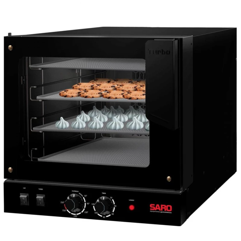 Forno Eletrico 60 Litros Industrial 4 Esteiras de Convecção Saro.