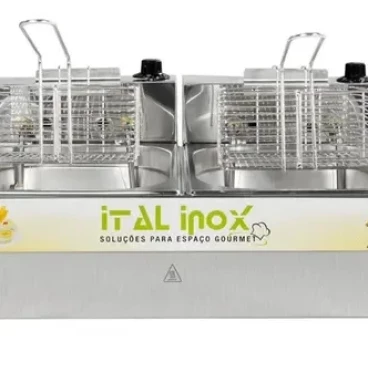 Imagem Fritadeira elétrica mesa 2 cuba 10 litros feoi-10 inox 220v  ou 127v - ital inox